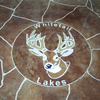 Restaurant logo in concrete floor