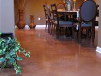Residential dining room concrete floor