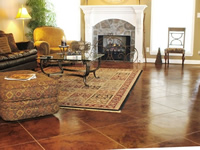 Brown stained concrete floor for family room