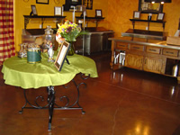 Aged dark brown concrete floor for kitchen