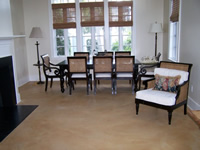 Faded brown dining room concrete floor