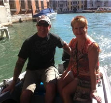 Riding through the canals in Venice